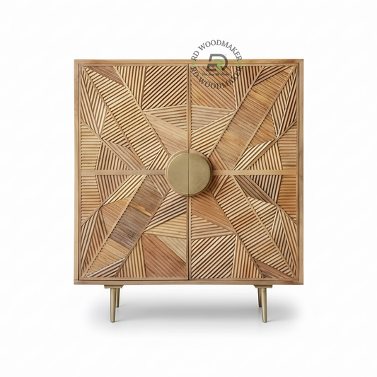 GEOMETRIC PATTERN DESIGNER WOODEN SIDEBOARD