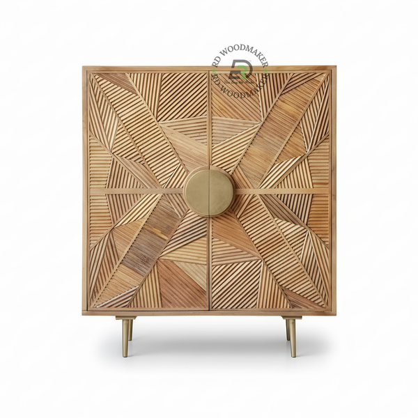 GEOMETRIC PATTERN DESIGNER WOODEN SIDEBOARD