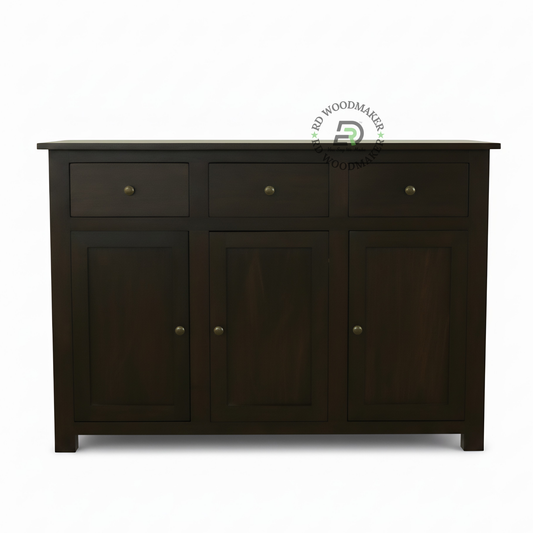 Classic Dark Wood Sideboard with 3 Drawers & 3 Door Storage