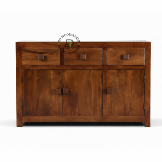 Solid Wood 3 Drawer & 3 Door Sideboard Storage Cabinet