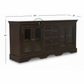 Premium Dark Wood Sideboard with Glass Doors & Drawer Storage