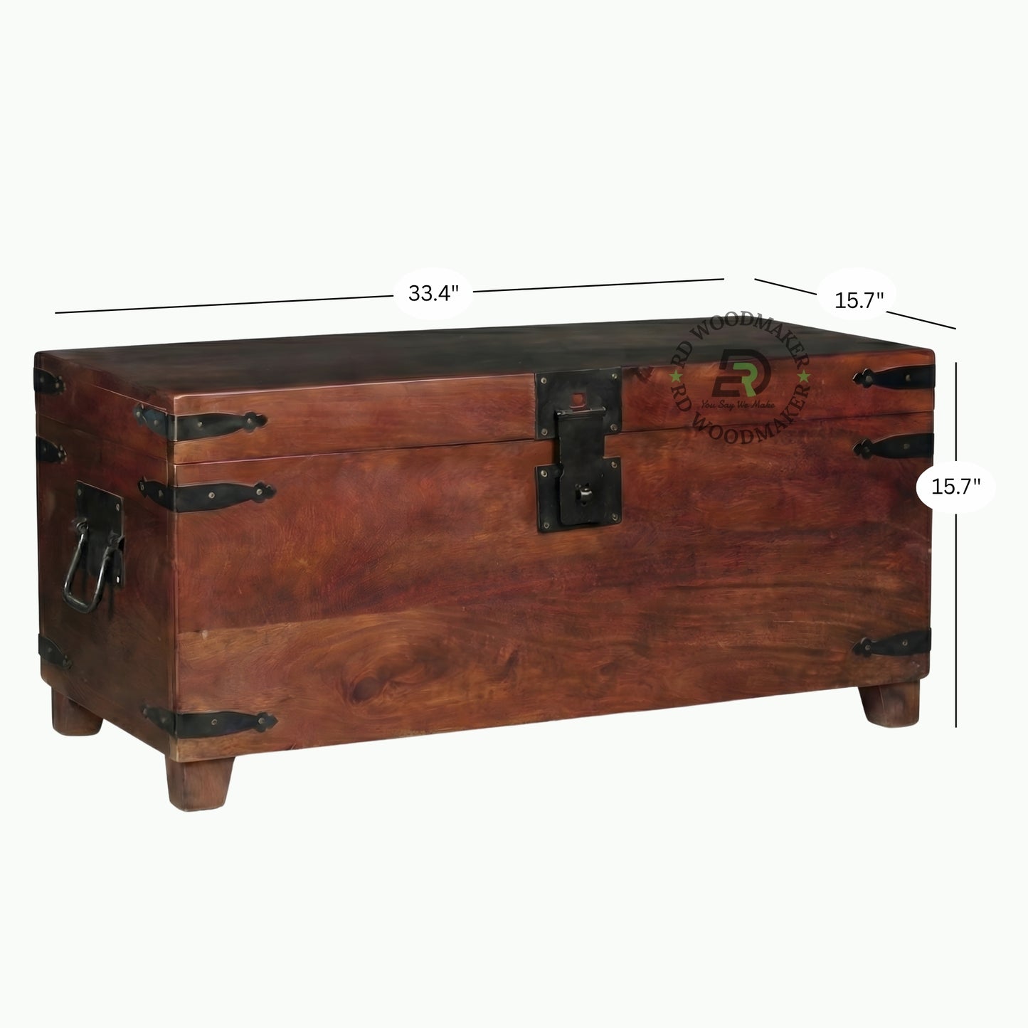 CLASSIC SHEESHAM WOOD STORAGE TRUNK WITH METAL ACCENTS