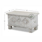 DISTRESSED WHITE GEOMETRIC CARVED WOODEN STORAGE TRUNK