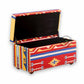 VIBRANT HANDPAINTED UPHOLSTERED WOODEN STORAGE TRUNK
