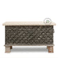 BLACK METAL EMBOSSED PATTERN WOODEN STORAGE TRUNK