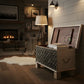 BLACK METAL EMBOSSED PATTERN WOODEN STORAGE TRUNK