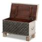 BLACK METAL EMBOSSED PATTERN WOODEN STORAGE TRUNK