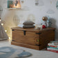 CLASSIC SOLID WOOD STORAGE TRUNK WITH METAL BRACKETS AND LOCK