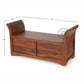 CURVED ARMREST WOODEN STORAGE BENCH TRUNK WITH SEAT