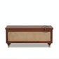 CANE PANEL WOODEN STORAGE TRUNK WITH MID-CENTURY DESIGN