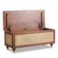 CANE PANEL WOODEN STORAGE TRUNK WITH MID-CENTURY DESIGN