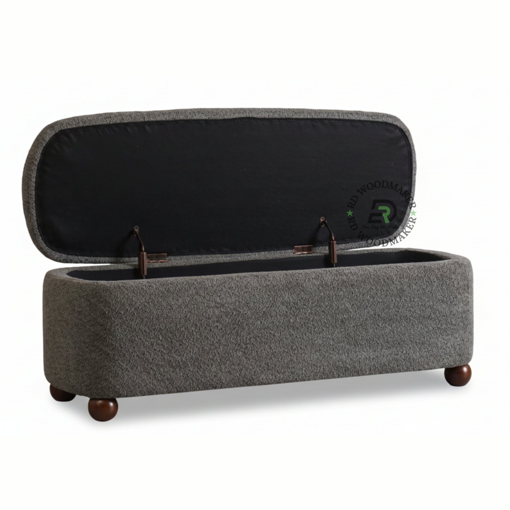 UPHOLSTERED STORAGE OTTOMAN WOODEN TRUNK BENCH WITH FABRIC FINISH