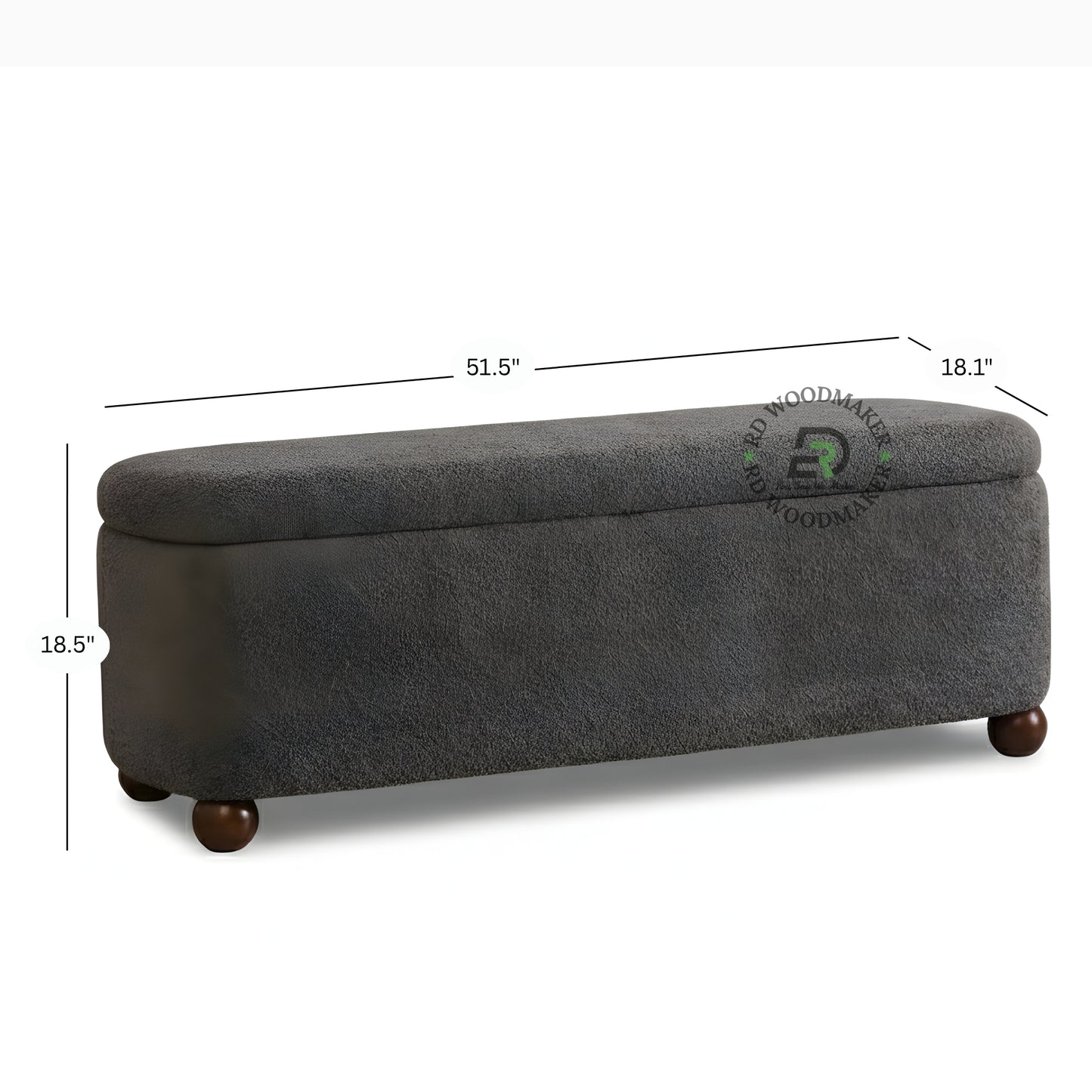 UPHOLSTERED STORAGE OTTOMAN WOODEN TRUNK BENCH WITH FABRIC FINISH
