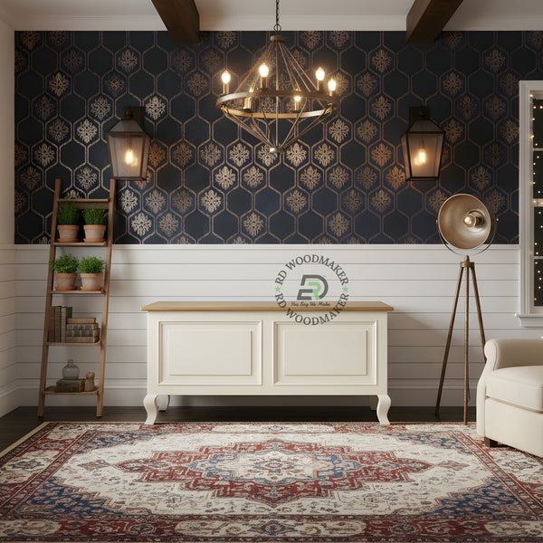 DUAL TONE CLASSIC STORAGE TRUNK WITH WOODEN TOP AND CURVED LEGS