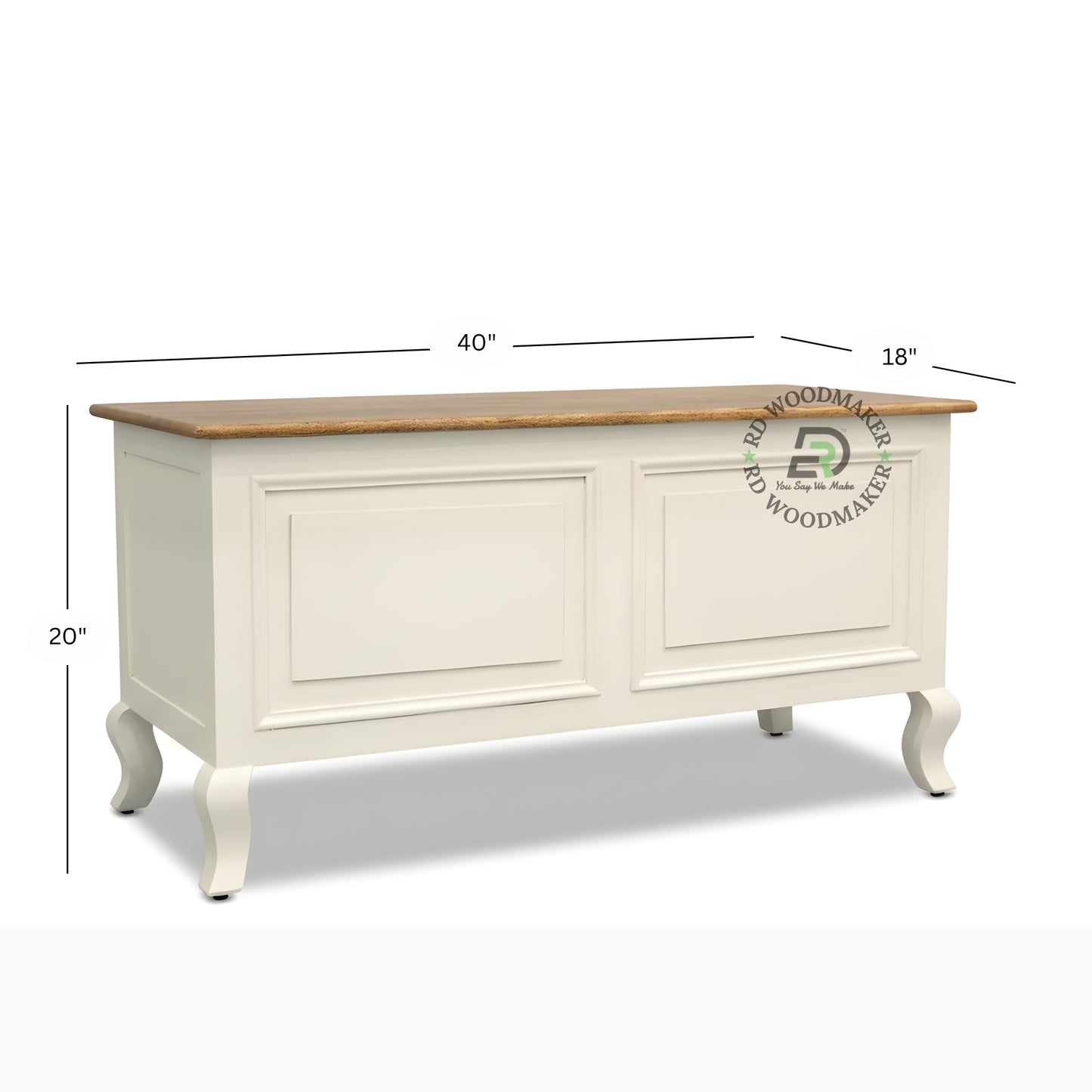 DUAL TONE CLASSIC STORAGE TRUNK WITH WOODEN TOP AND CURVED LEGS