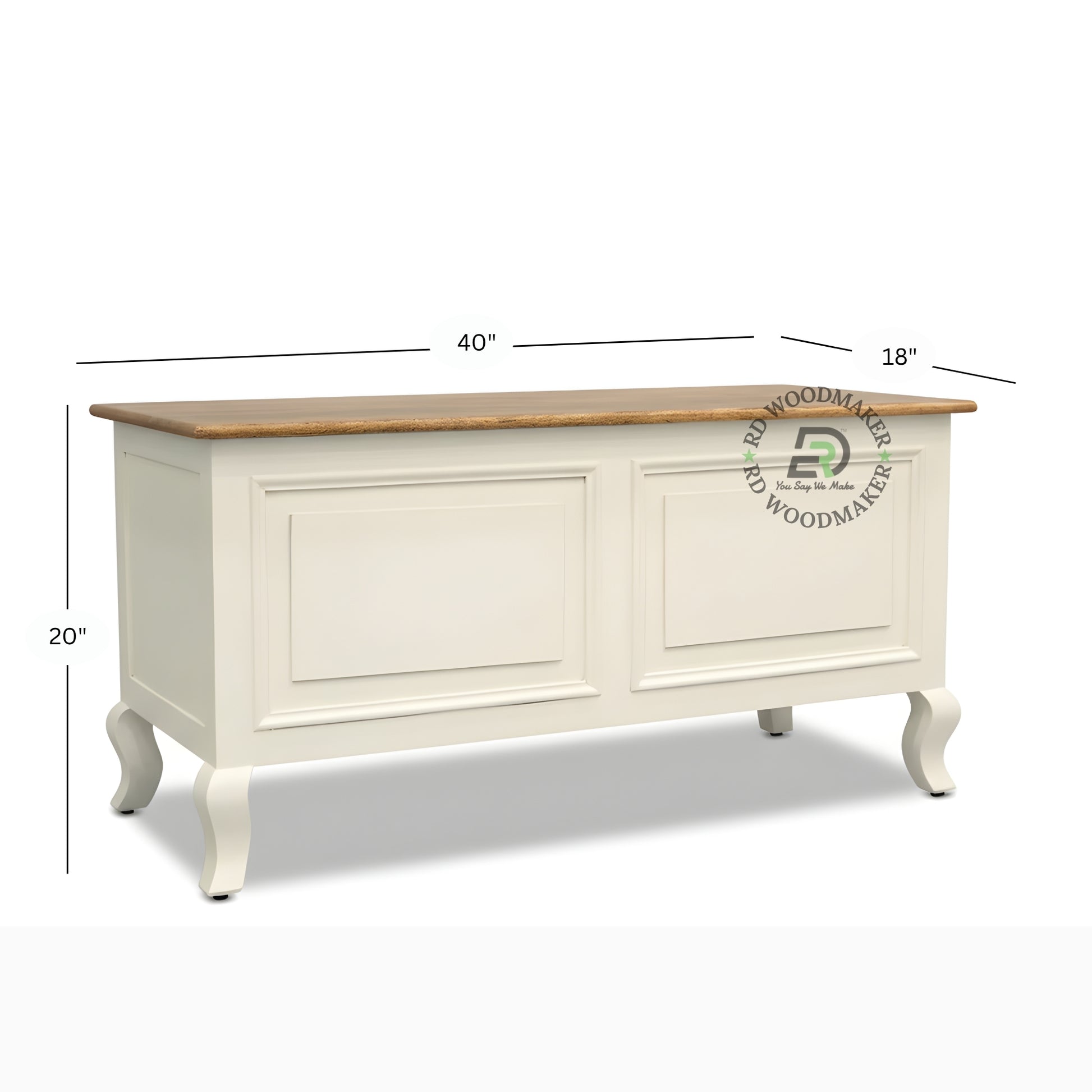 DUAL TONE CLASSIC STORAGE TRUNK WITH WOODEN TOP AND CURVED LEGS