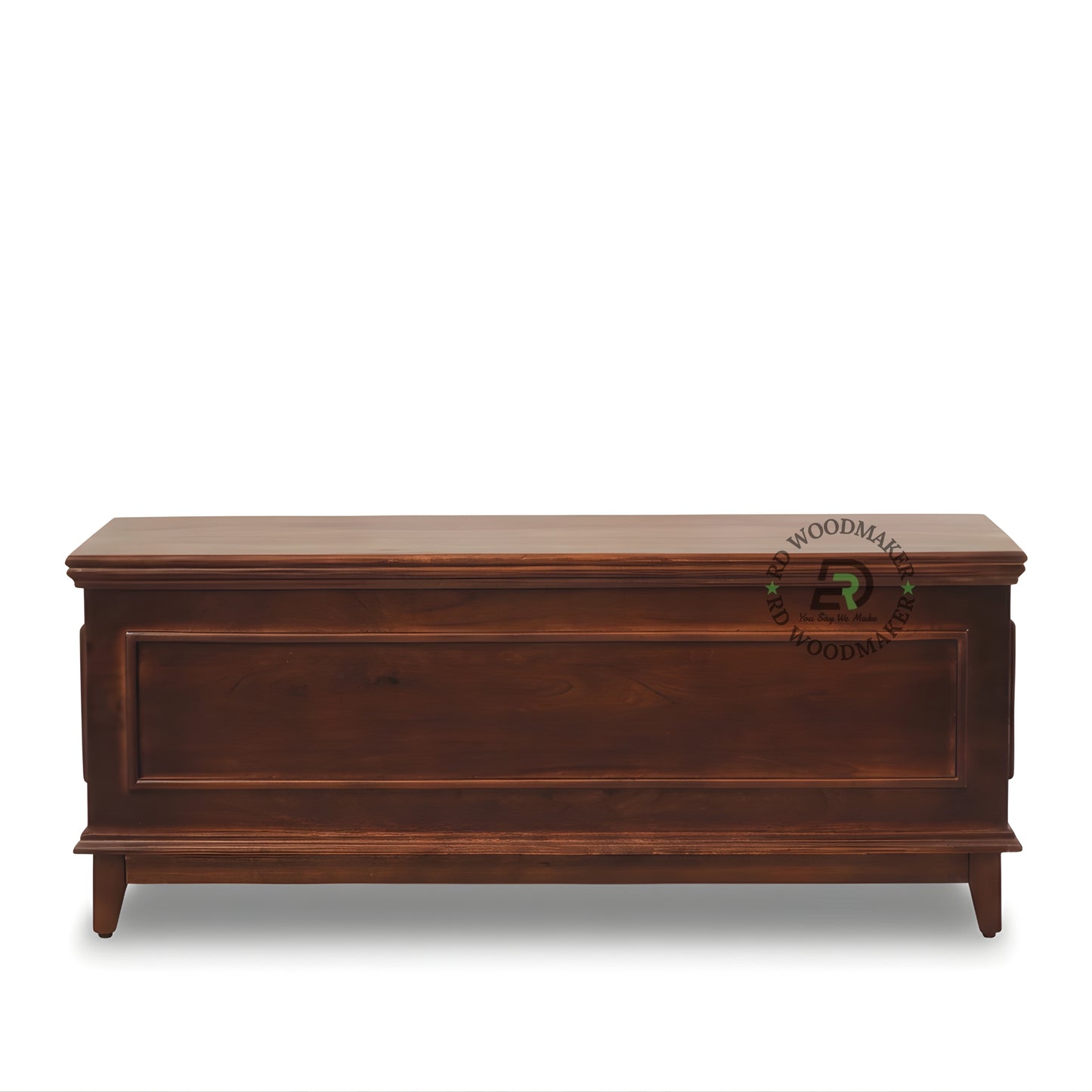 CLASSIC PANELLED SOLID WOOD STORAGE TRUNK WITH ELEGANT BASE DESIGN