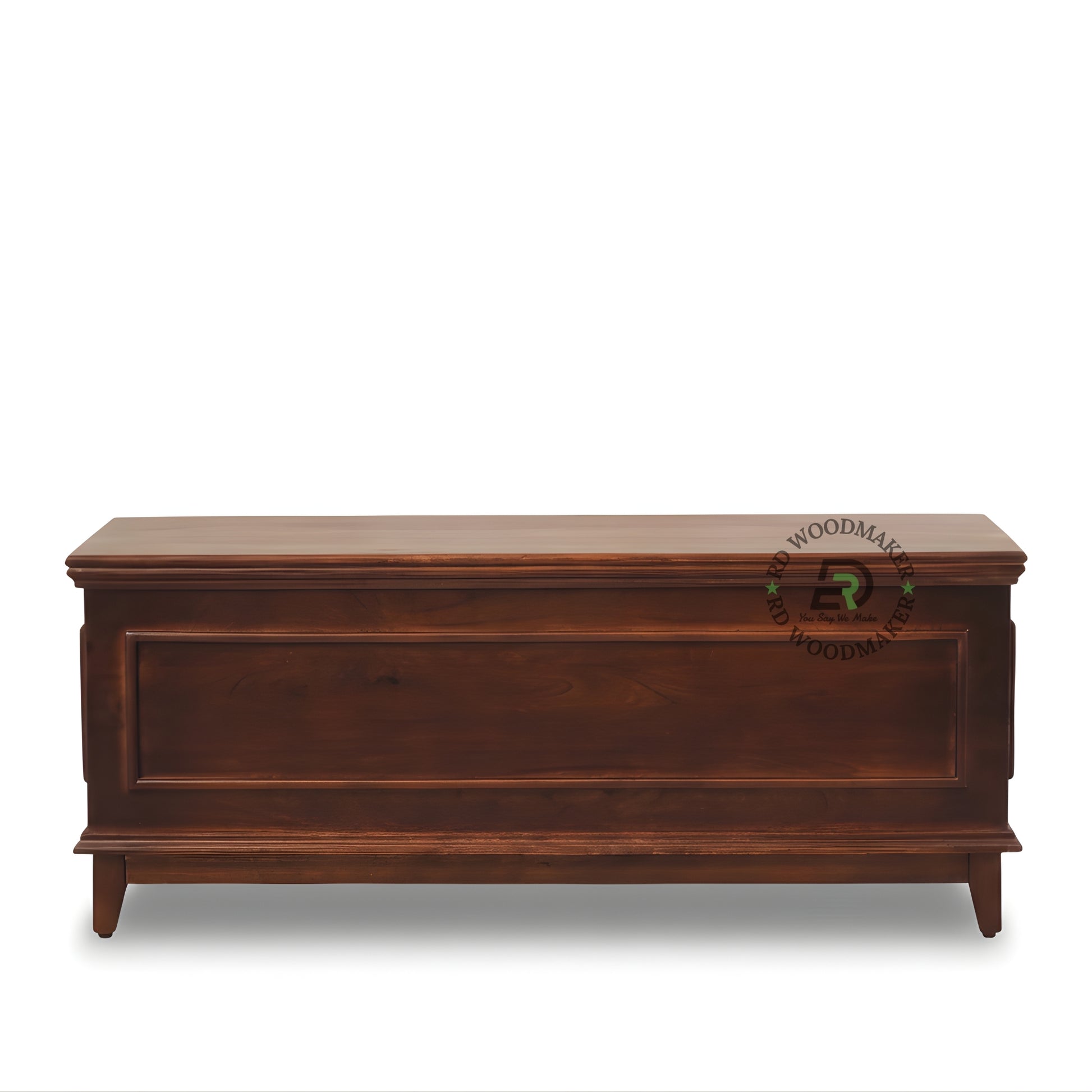 CLASSIC PANELLED SOLID WOOD STORAGE TRUNK WITH ELEGANT BASE DESIGN