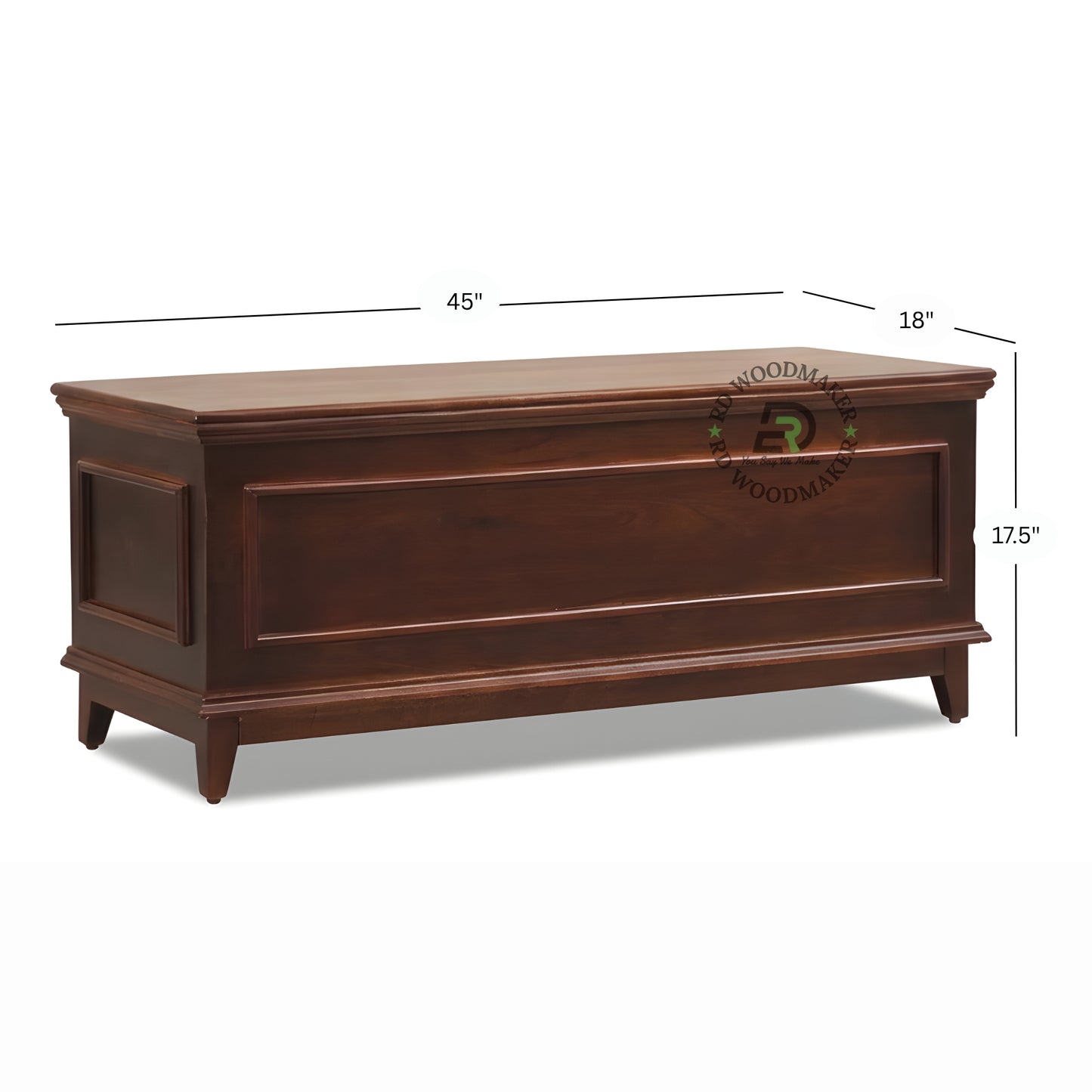 CLASSIC PANELLED SOLID WOOD STORAGE TRUNK WITH ELEGANT BASE DESIGN