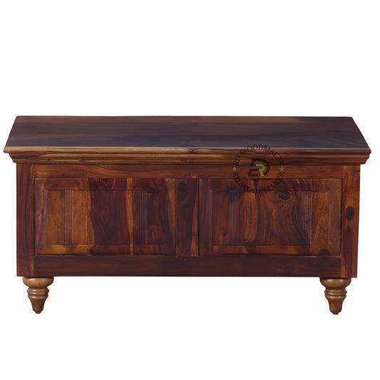 CLASSIC SHEESHAM WOOD STORAGE TRUNK WITH PANEL DESIGN