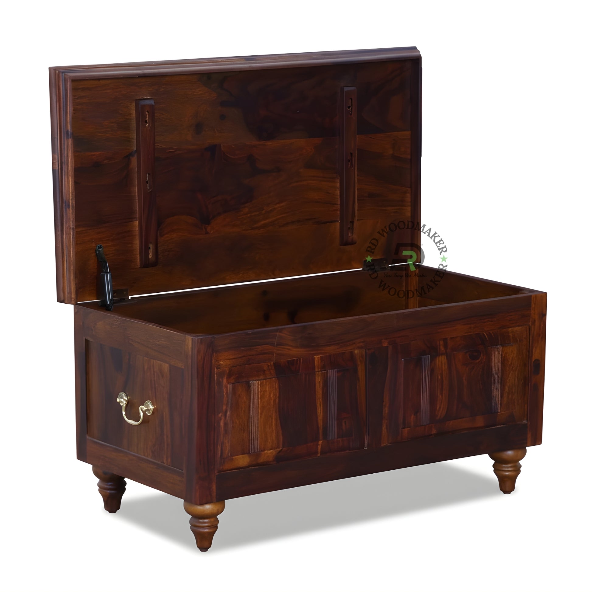 CLASSIC SHEESHAM WOOD STORAGE TRUNK WITH PANEL DESIGN