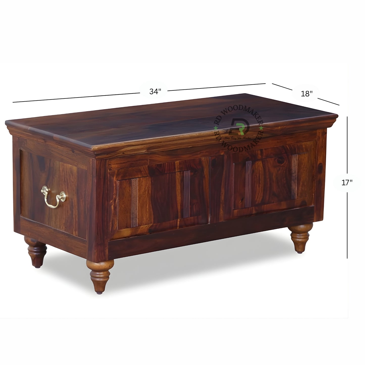 CLASSIC SHEESHAM WOOD STORAGE TRUNK WITH PANEL DESIGN