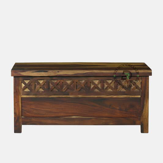 MODERN GEOMETRIC DESIGN SHEESHAM WOOD STORAGE TRUNK