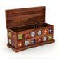 HANDCRAFTED TILE INLAY WOODEN STORAGE TRUNK