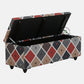 UPHOLSTERED GEOMETRIC FABRIC STORAGE TRUNK WITH PADDED TOP