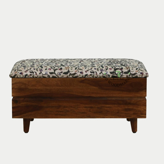 UPHOLSTERED TOP WOODEN STORAGE BENCH TRUNK