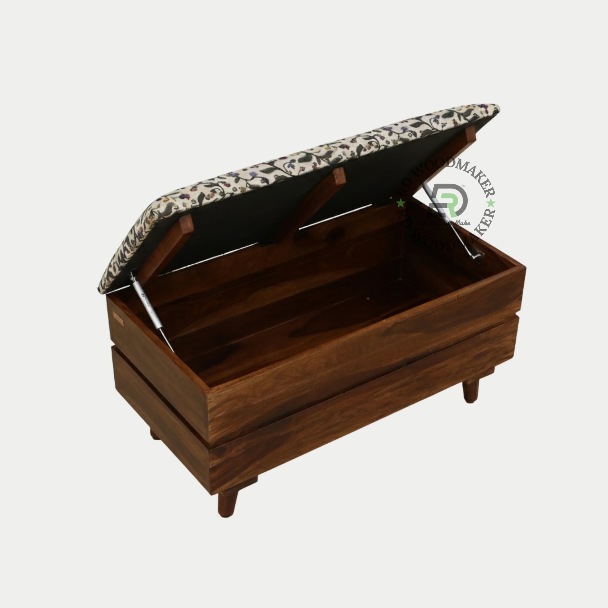 UPHOLSTERED TOP WOODEN STORAGE BENCH TRUNK