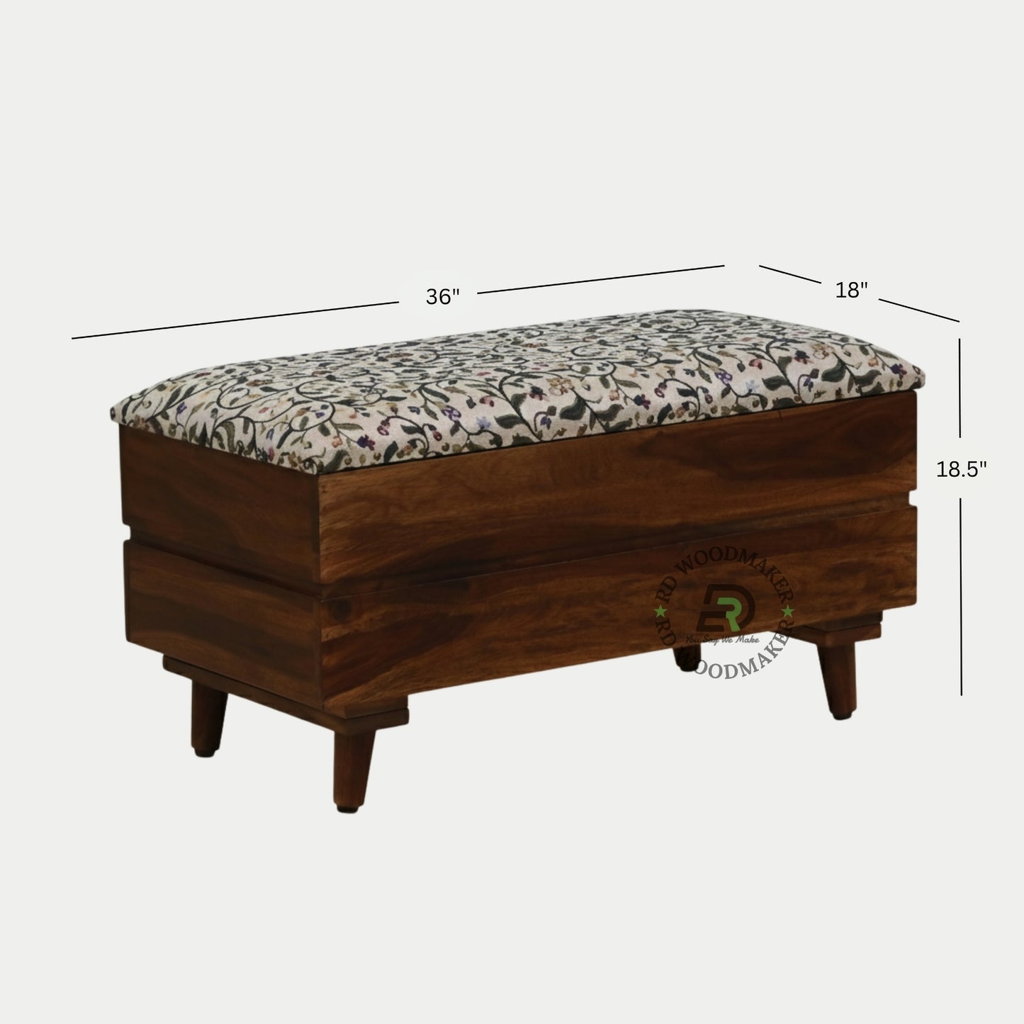 UPHOLSTERED TOP WOODEN STORAGE BENCH TRUNK