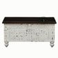 VINTAGE WHITE DISTRESSED WOODEN STORAGE TRUNK