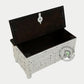 VINTAGE WHITE DISTRESSED WOODEN STORAGE TRUNK