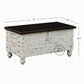 VINTAGE WHITE DISTRESSED WOODEN STORAGE TRUNK