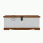 MODERN WHITE WOOD STORAGE TRUNK WITH METAL LOCK