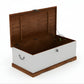 MODERN WHITE WOOD STORAGE TRUNK WITH METAL LOCK