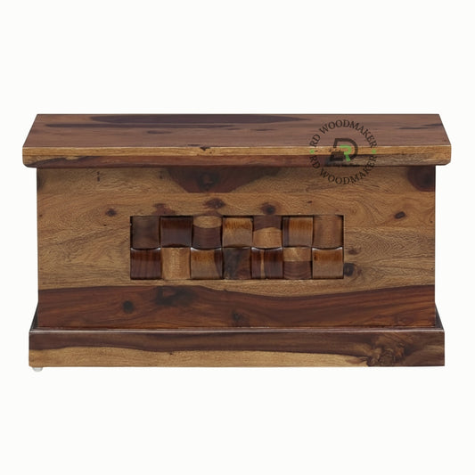 SOLID SHEESHAM WOOD CARVED PANEL STORAGE TRUNK