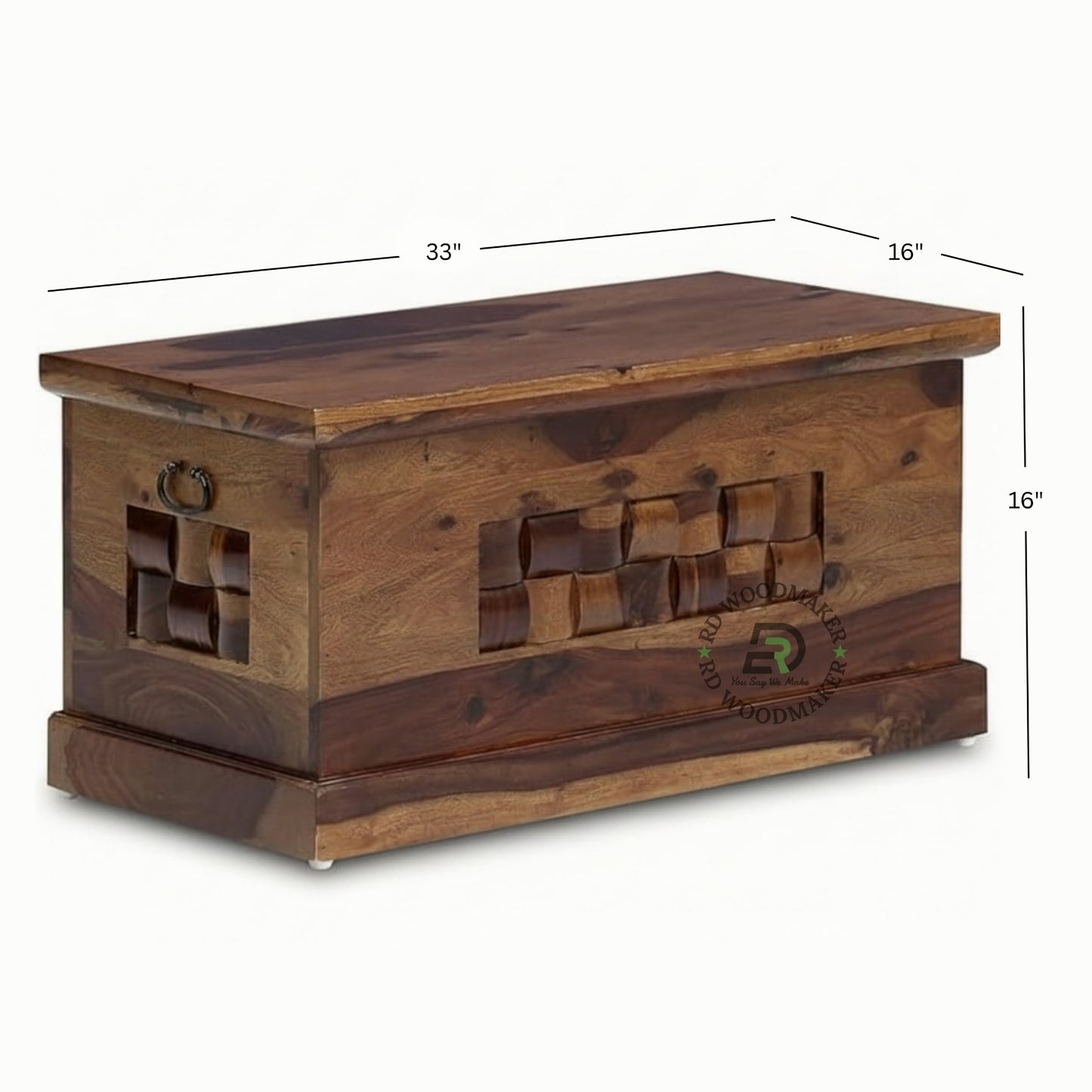 SOLID SHEESHAM WOOD CARVED PANEL STORAGE TRUNK
