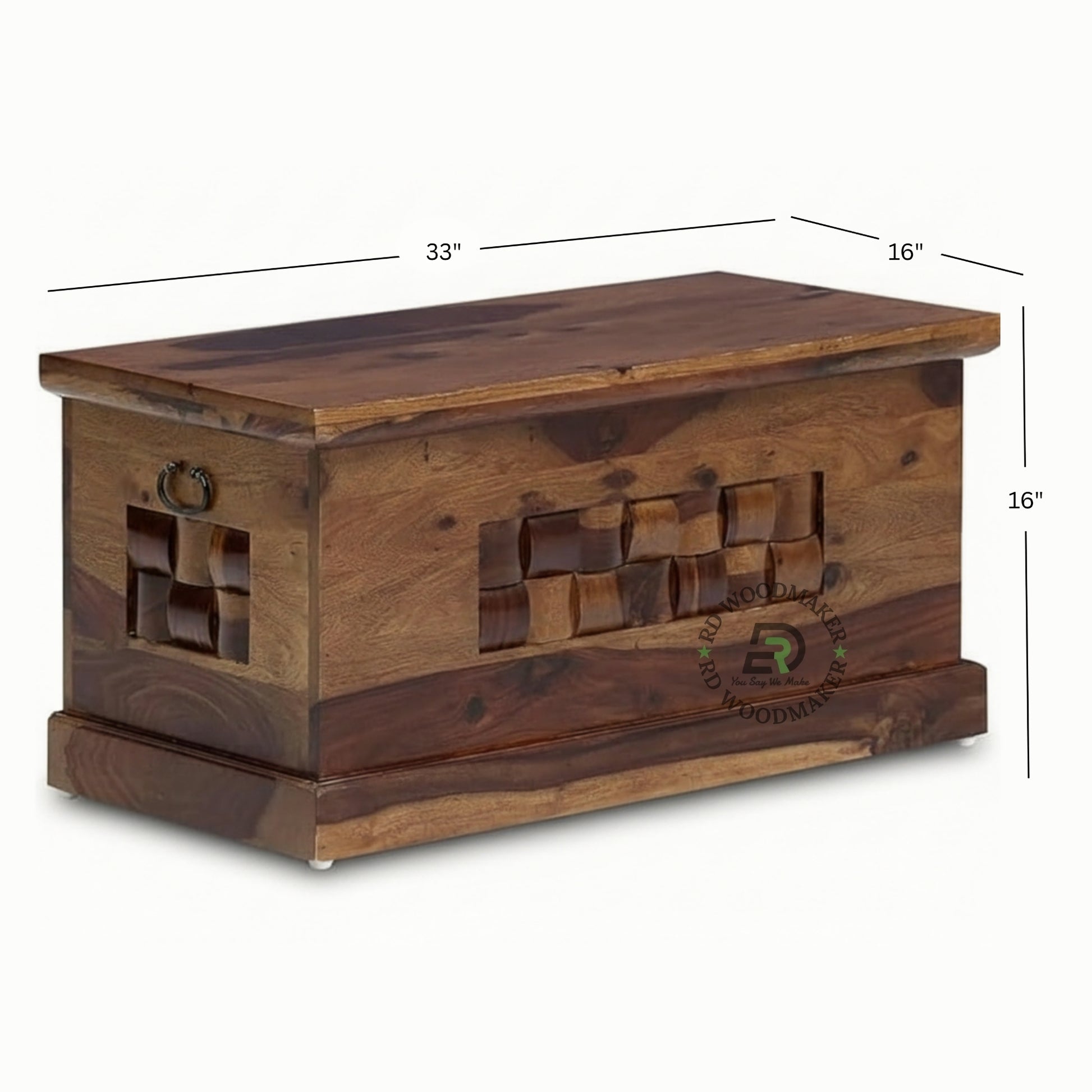 SOLID SHEESHAM WOOD CARVED PANEL STORAGE TRUNK