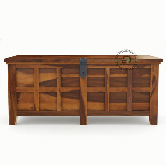 CLASSIC LARGE WOODEN STORAGE TRUNK WITH LOCKING SYSTEM
