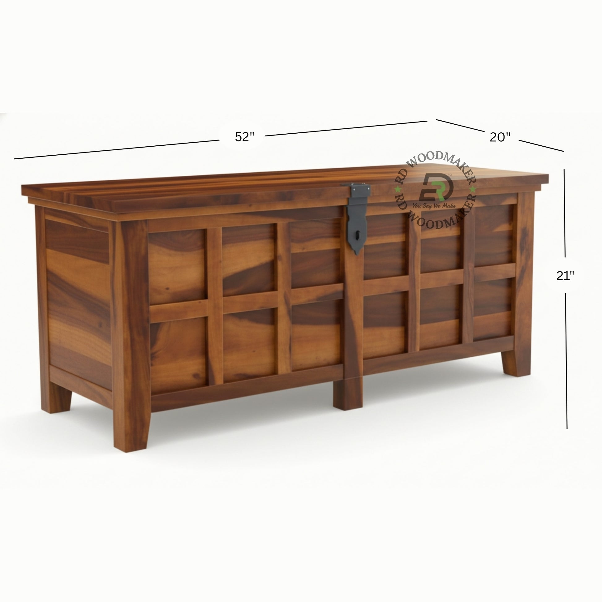 CLASSIC LARGE WOODEN STORAGE TRUNK WITH LOCKING SYSTEM