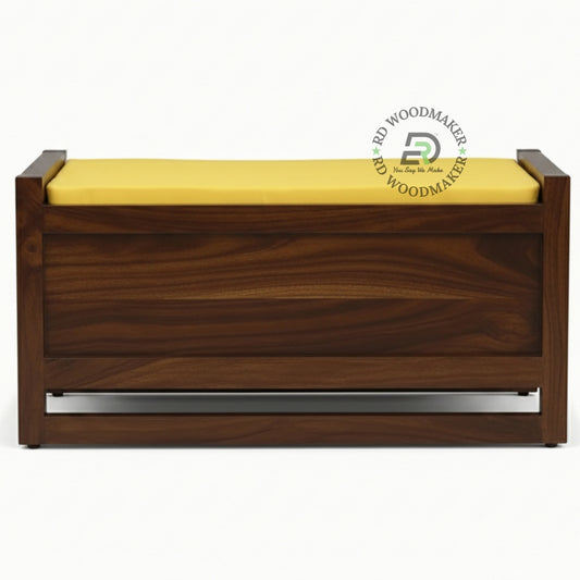 UPHOLSTERED TOP WOODEN STORAGE BENCH TRUNK