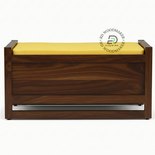UPHOLSTERED TOP WOODEN STORAGE BENCH TRUNK