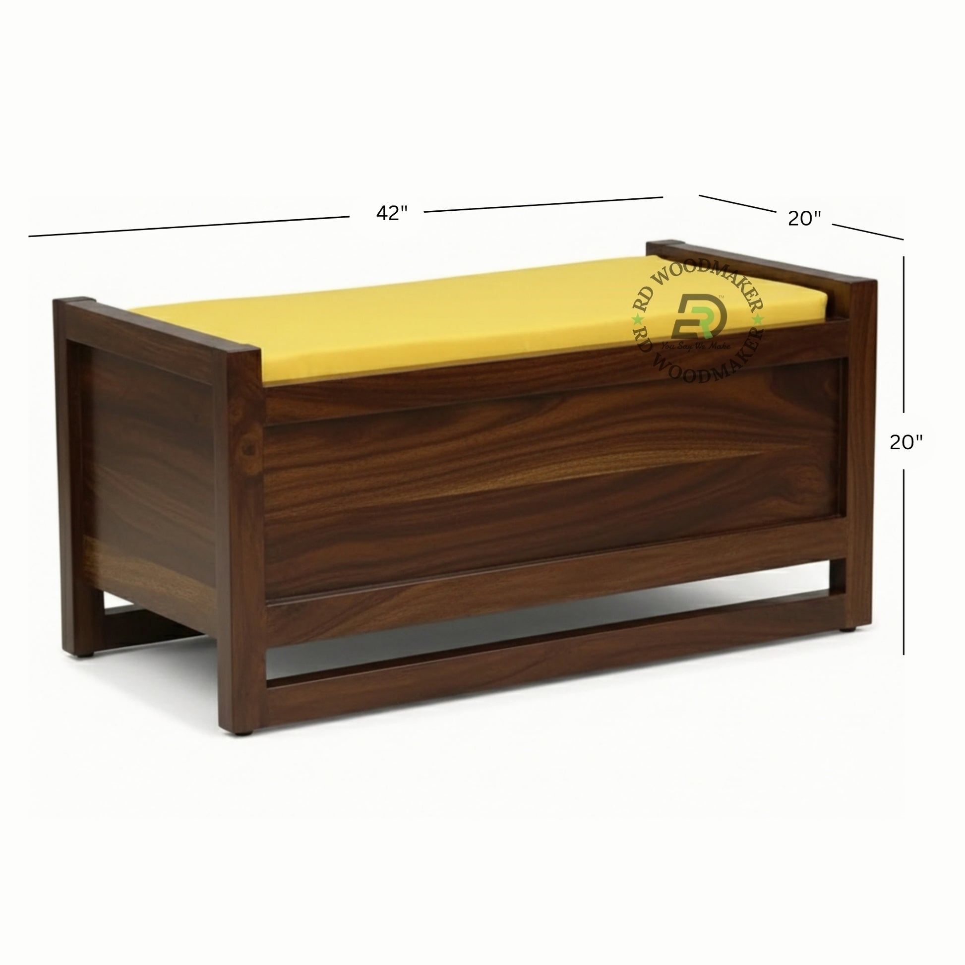 UPHOLSTERED TOP WOODEN STORAGE BENCH TRUNK