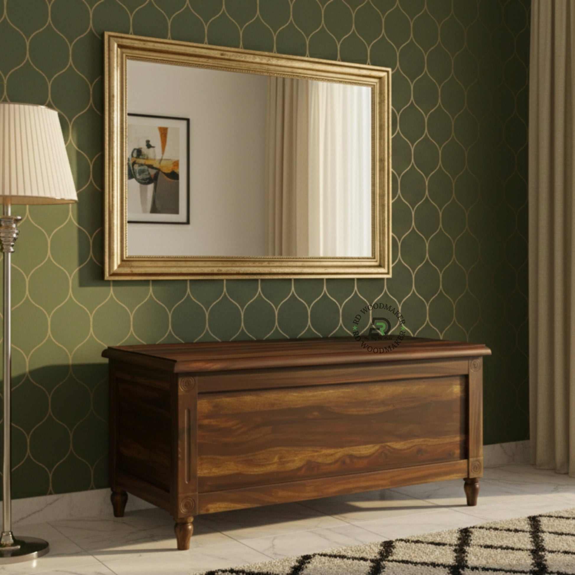 CLASSIC SOLID WOOD STORAGE TRUNK WITH TURNED LEGS