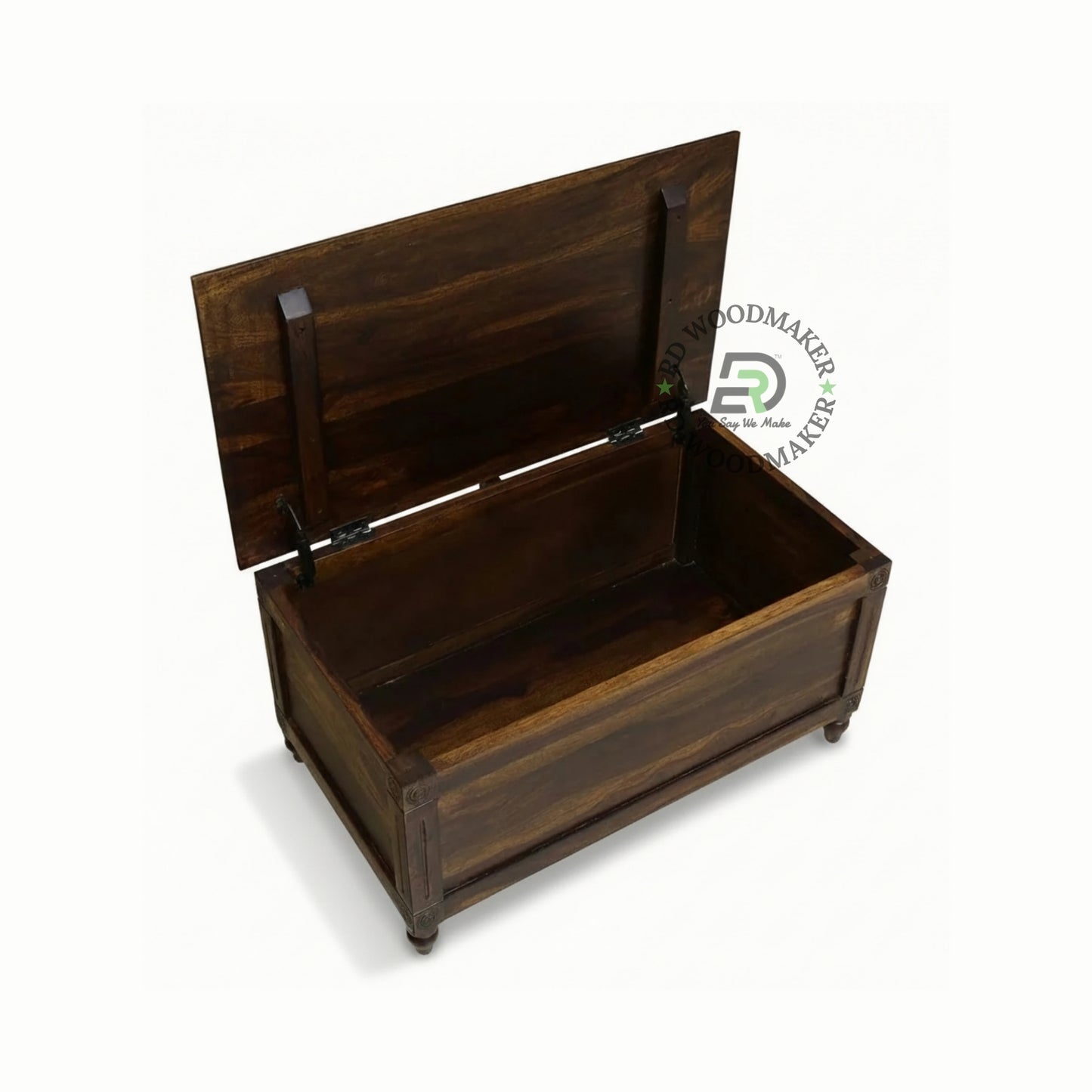 CLASSIC SOLID WOOD STORAGE TRUNK WITH TURNED LEGS