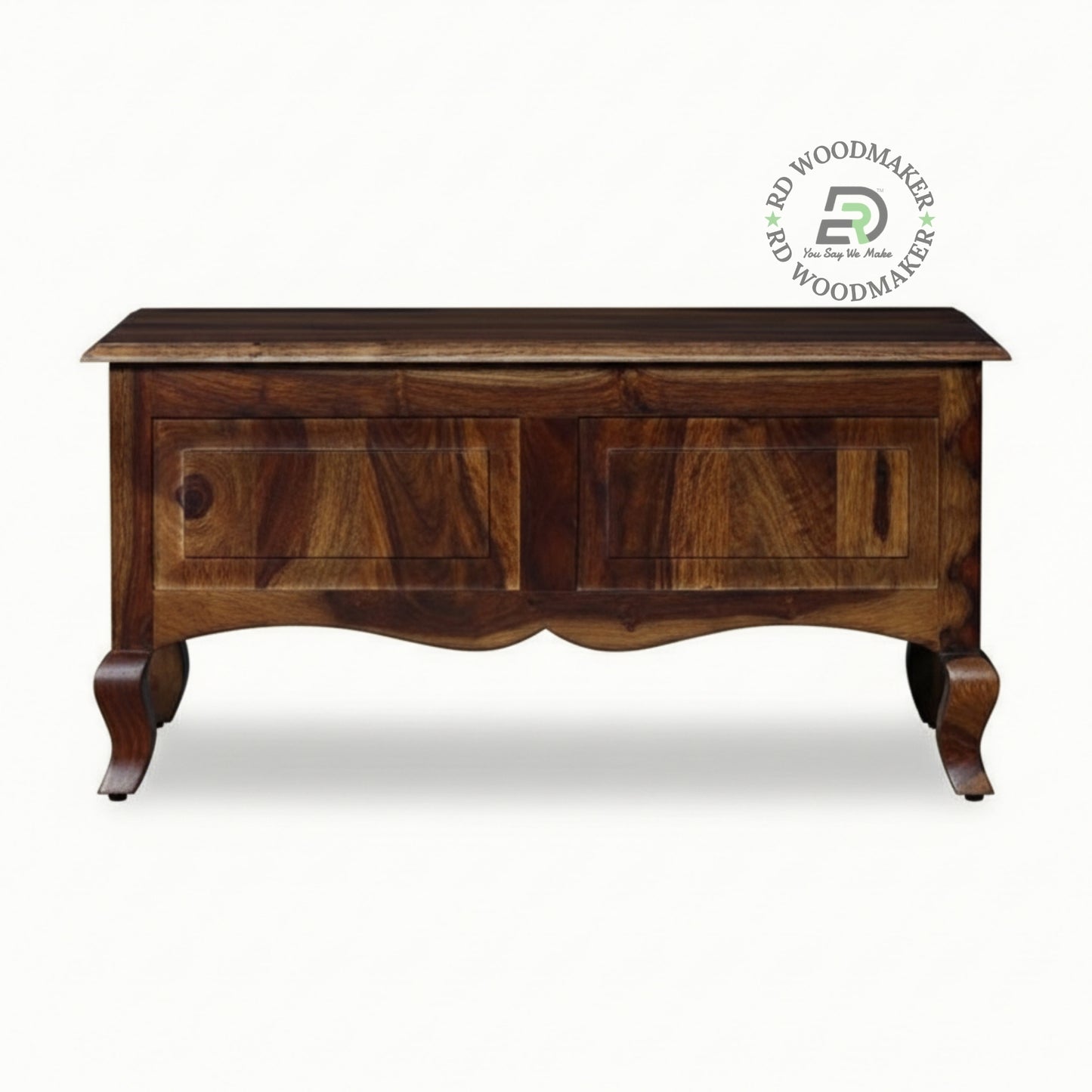 CLASSIC CURVED LEG WOODEN STORAGE TRUNK WITH DRAWER DESIGN