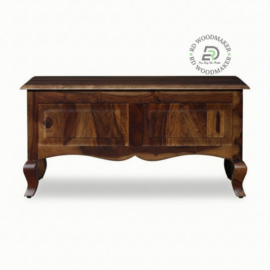 CLASSIC CURVED LEG WOODEN STORAGE TRUNK WITH DRAWER DESIGN