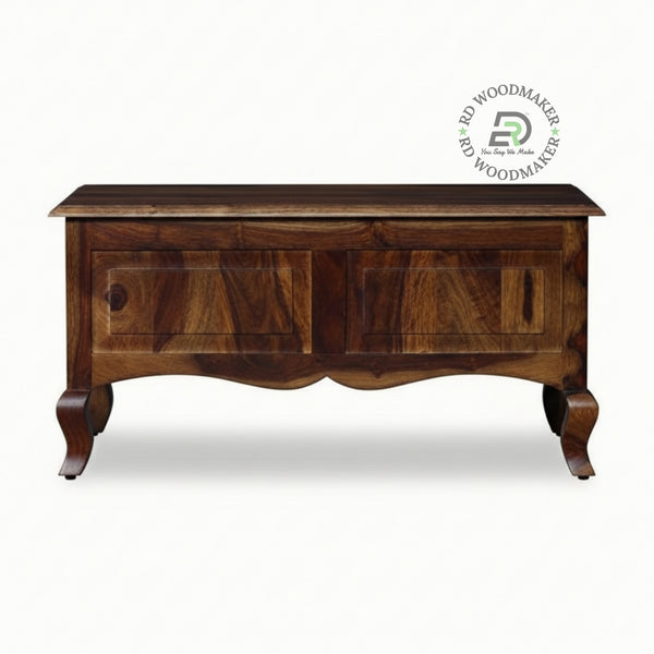 CLASSIC CURVED LEG WOODEN STORAGE TRUNK WITH DRAWER DESIGN